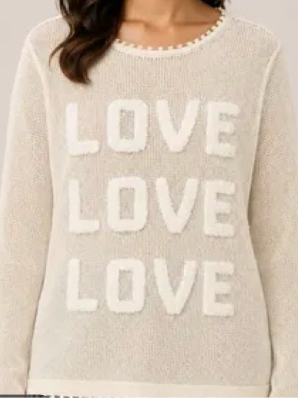 LOVE Graphic Crewneck Sweater - Cream